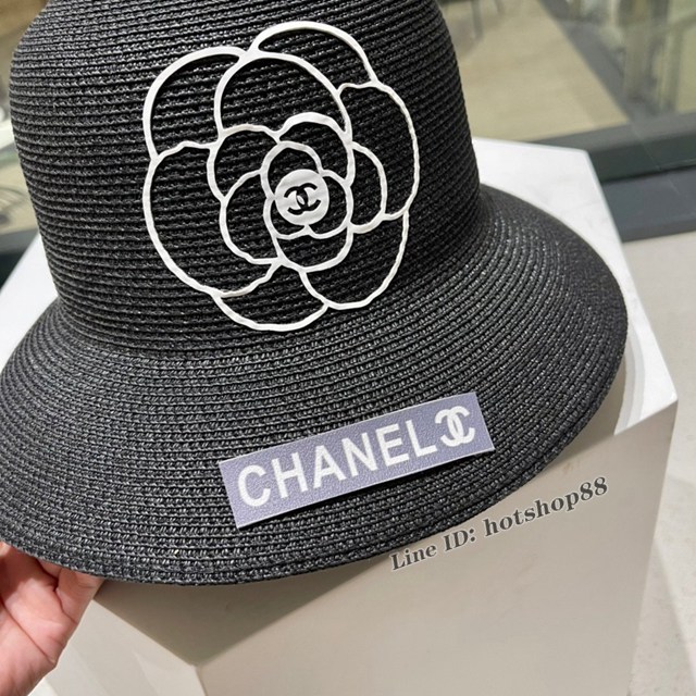 CHANEL專門店新款香奈兒山茶花盆帽大簷帽大草帽 mmyj3378